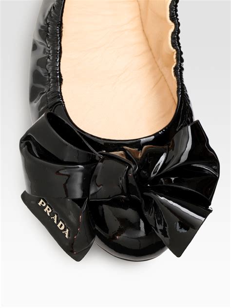 big bow prada flats|Prada bow ballerina flat.